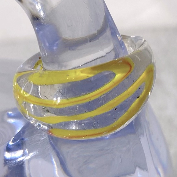Vintage Art Glass Handmade Yellow Orange Band Ring - Picture 2 of 12